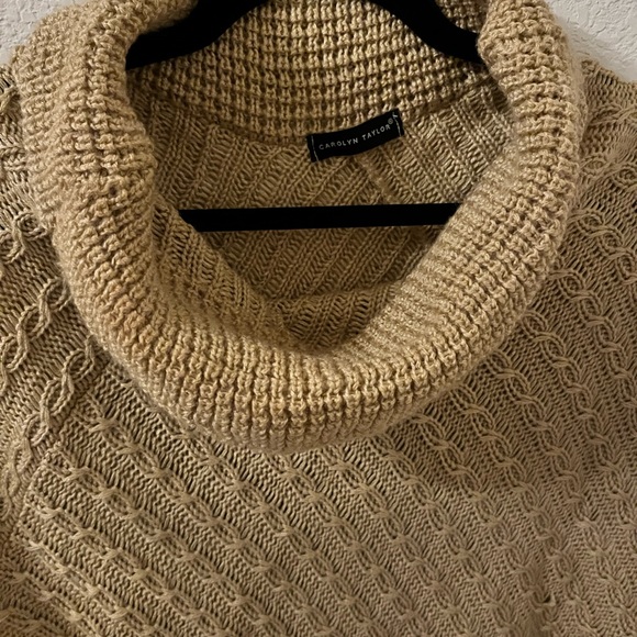 Camel Brown Fringed Poncho - Picture 2 of 4